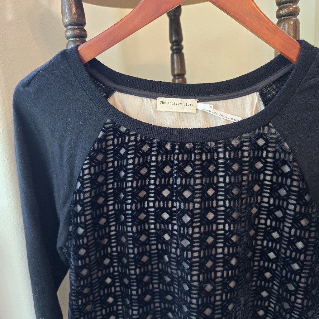 Euc Anthropologie Black Velvet Top S
